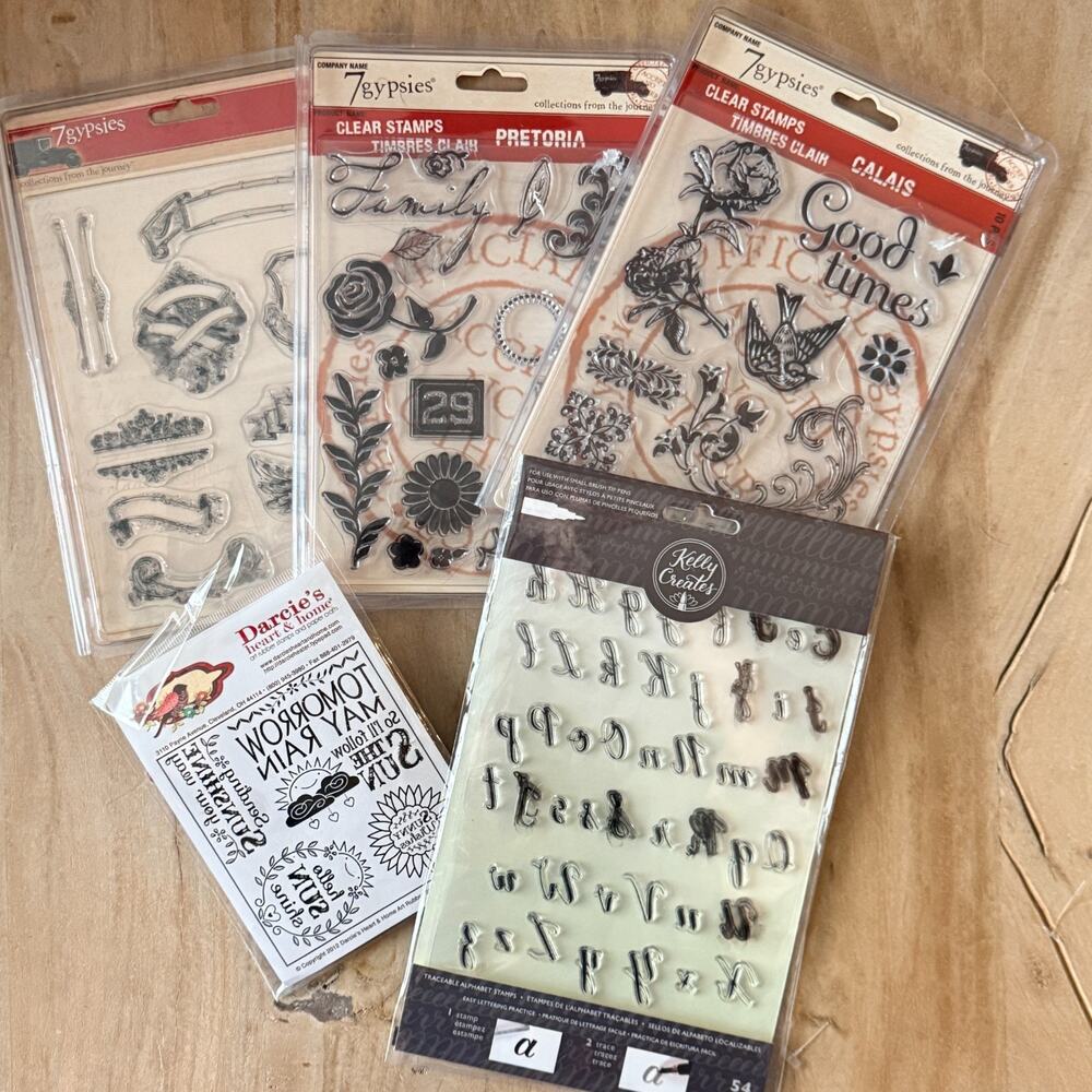 Clear Stamps Lot of 5 - 7gypsies Pretoria Calais Darcie's Kelly Creates Alphabet